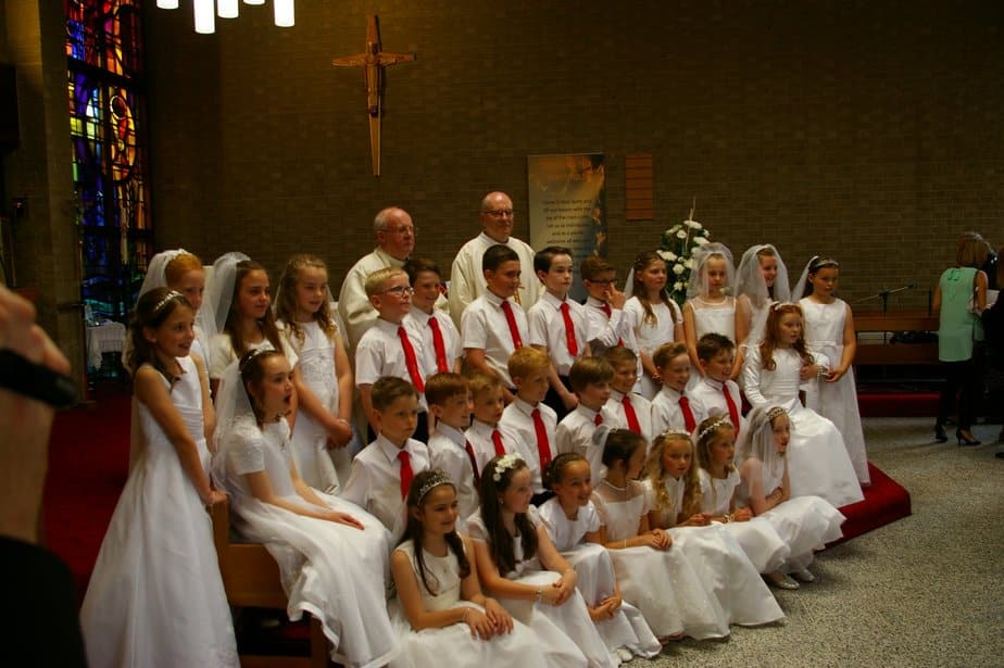 Children celebrate their First Holy Communion